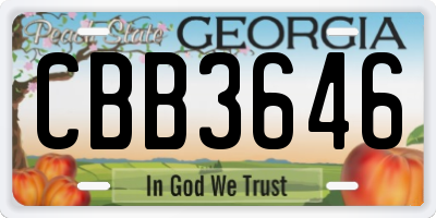 GA license plate CBB3646