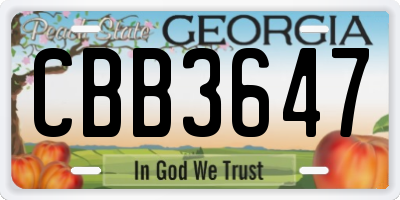 GA license plate CBB3647