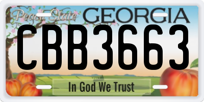 GA license plate CBB3663