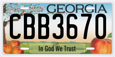 GA license plate CBB3670