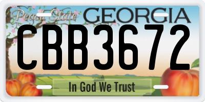 GA license plate CBB3672
