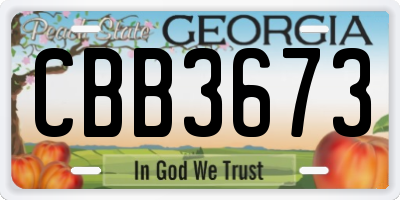 GA license plate CBB3673