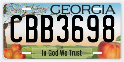 GA license plate CBB3698