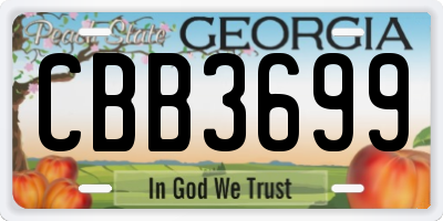 GA license plate CBB3699