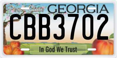 GA license plate CBB3702