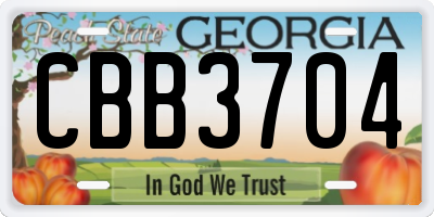 GA license plate CBB3704
