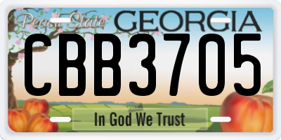 GA license plate CBB3705