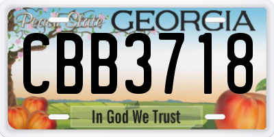 GA license plate CBB3718