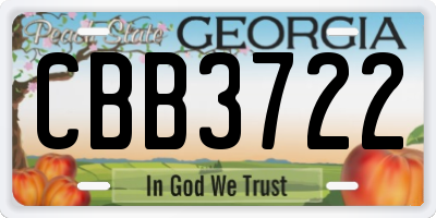 GA license plate CBB3722