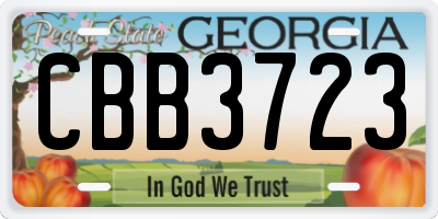 GA license plate CBB3723