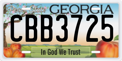 GA license plate CBB3725
