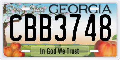 GA license plate CBB3748