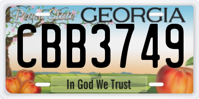 GA license plate CBB3749