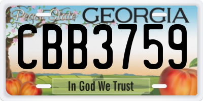 GA license plate CBB3759