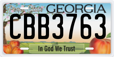 GA license plate CBB3763