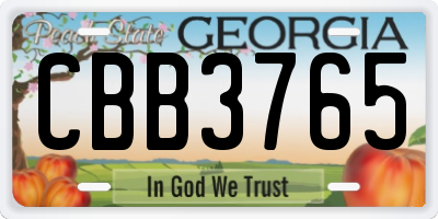 GA license plate CBB3765