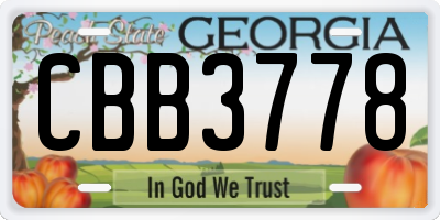 GA license plate CBB3778