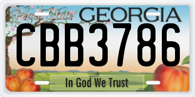 GA license plate CBB3786