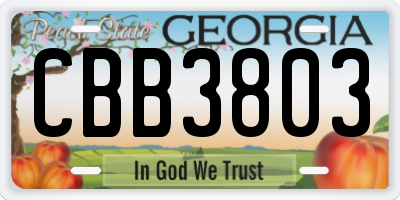 GA license plate CBB3803