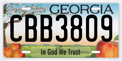 GA license plate CBB3809