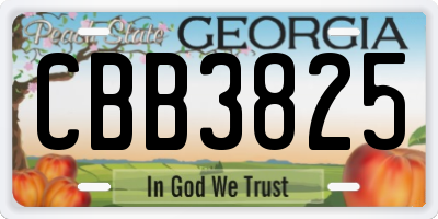 GA license plate CBB3825