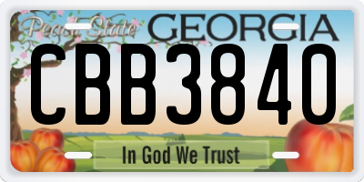 GA license plate CBB3840