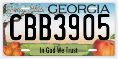 GA license plate CBB3905