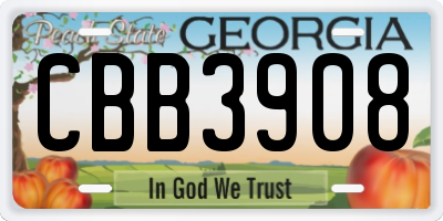 GA license plate CBB3908