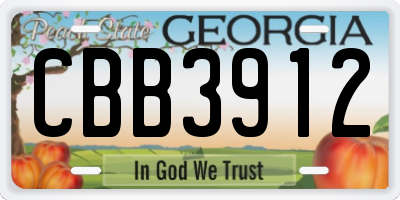 GA license plate CBB3912