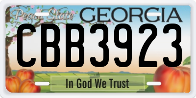 GA license plate CBB3923