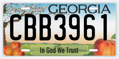 GA license plate CBB3961