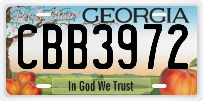 GA license plate CBB3972
