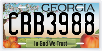 GA license plate CBB3988