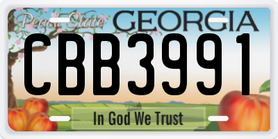 GA license plate CBB3991
