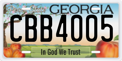 GA license plate CBB4005
