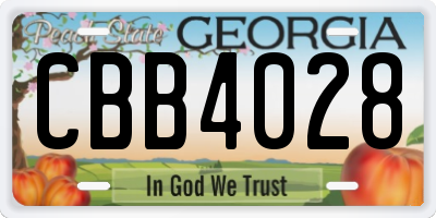 GA license plate CBB4028
