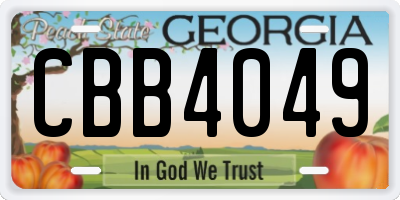 GA license plate CBB4049