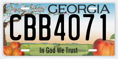 GA license plate CBB4071