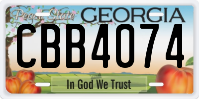 GA license plate CBB4074