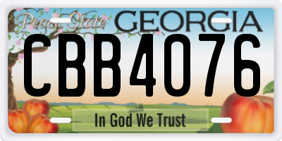 GA license plate CBB4076