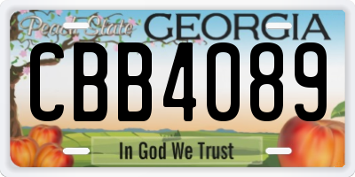 GA license plate CBB4089