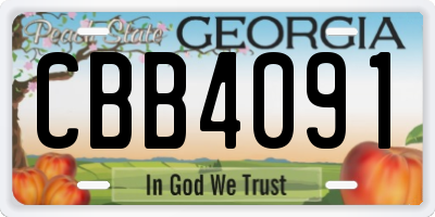 GA license plate CBB4091