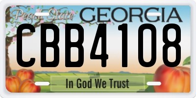 GA license plate CBB4108