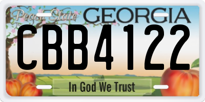 GA license plate CBB4122