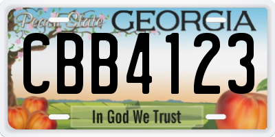 GA license plate CBB4123