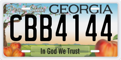 GA license plate CBB4144