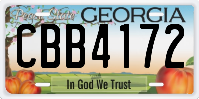 GA license plate CBB4172