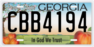 GA license plate CBB4194