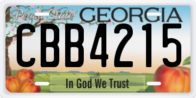 GA license plate CBB4215