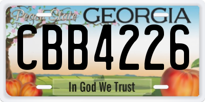GA license plate CBB4226